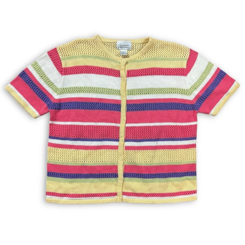 Y2K Christopher & Banks Striped Knit Button Up Top